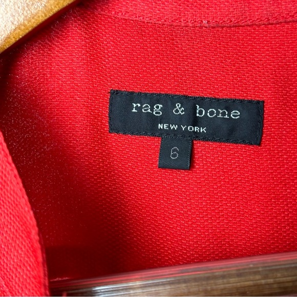Rag & Bone Size 6 Color Block High Low Sleeveless Top Collared 100% Silk Red - Picture 3 of 13